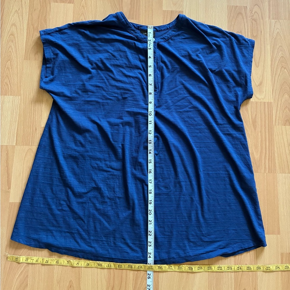 J Jill Wear Ever Collection Blue Short Sleeve Top Sz M Blouse Casual Office - Picture 7 of 8